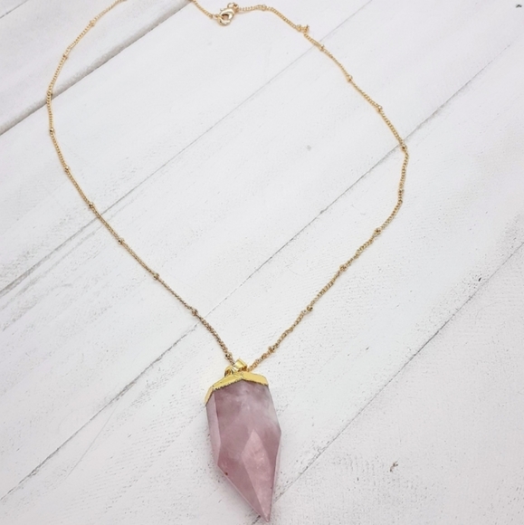 SALE Rose Quartz point necklace - Picture 3 of 5